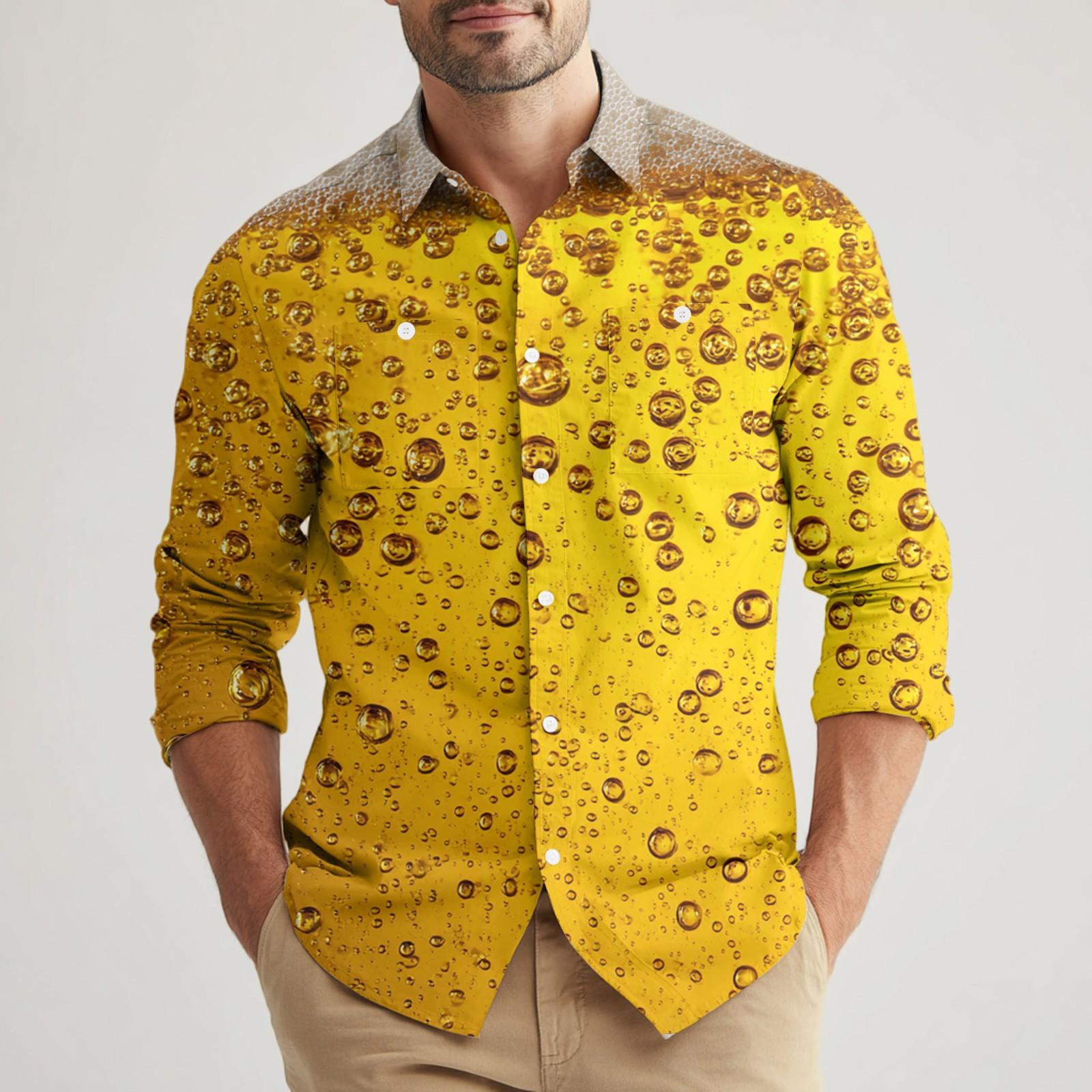 

Мужская свободная и повседневная рубашка с длинным рукавом XL жёлтый