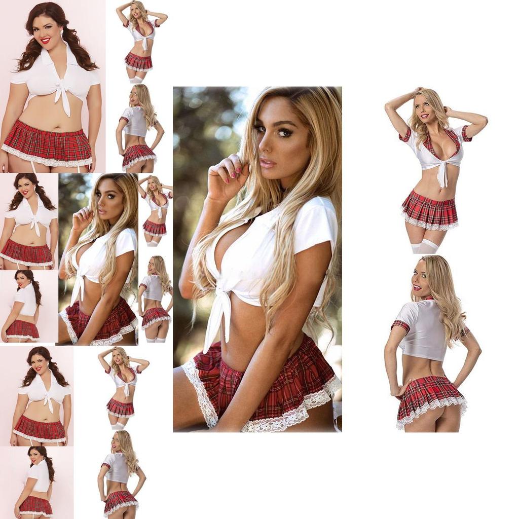 Women Sexy Lingerie Schoolgirl Student Uniform Cosplay Underwear Dress Lace