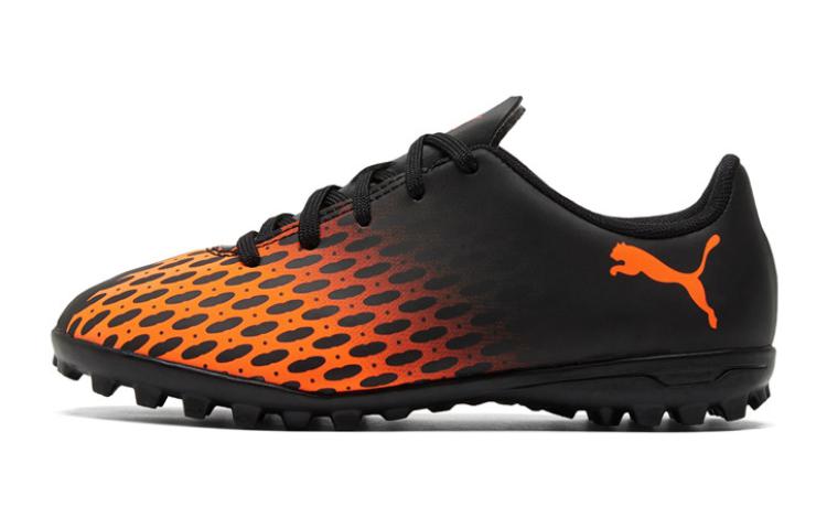 PUMA Rapido 3 Spirit 3 TT Jr Abrasion Resistant Low top Kids Soccer Shoes Black Orange 106072-04 28