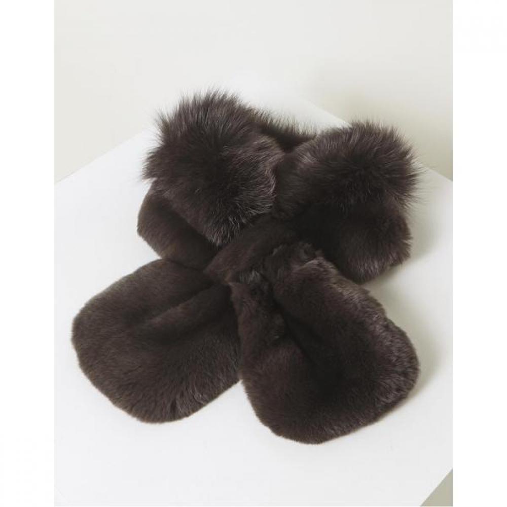 DakS Women S Fox Fur Scarf Dark Grey Dbmu4f741g3