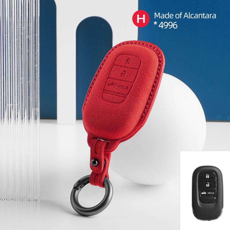 Car Key Case Cover Shell For Honda Civic Accord Hrv Crv 3 4 Button Suede Remote Protector Interior Accessories