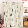 2D Flat Printing 2pcs Christmas Hot Curtains Deer Christmas Trees Snowflakes_a Digital Printed Polyester Drapes Family Party