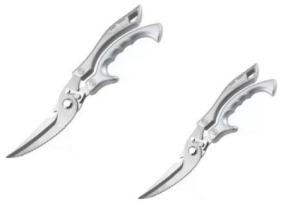 Robuste Geflügelschere mit Federgriff, Edelstahl-Küchenschere für Hähnchenrippen, Fisch, 4-in-1 Multitool mit Knochenbrecher, Flaschenöffner