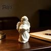 Desktop Ornament, Angel Design Sculpture with Curly Hair Texture And Layered Wings, 3D Printed Decorative Figurine for Study Room Bedroom Decor
