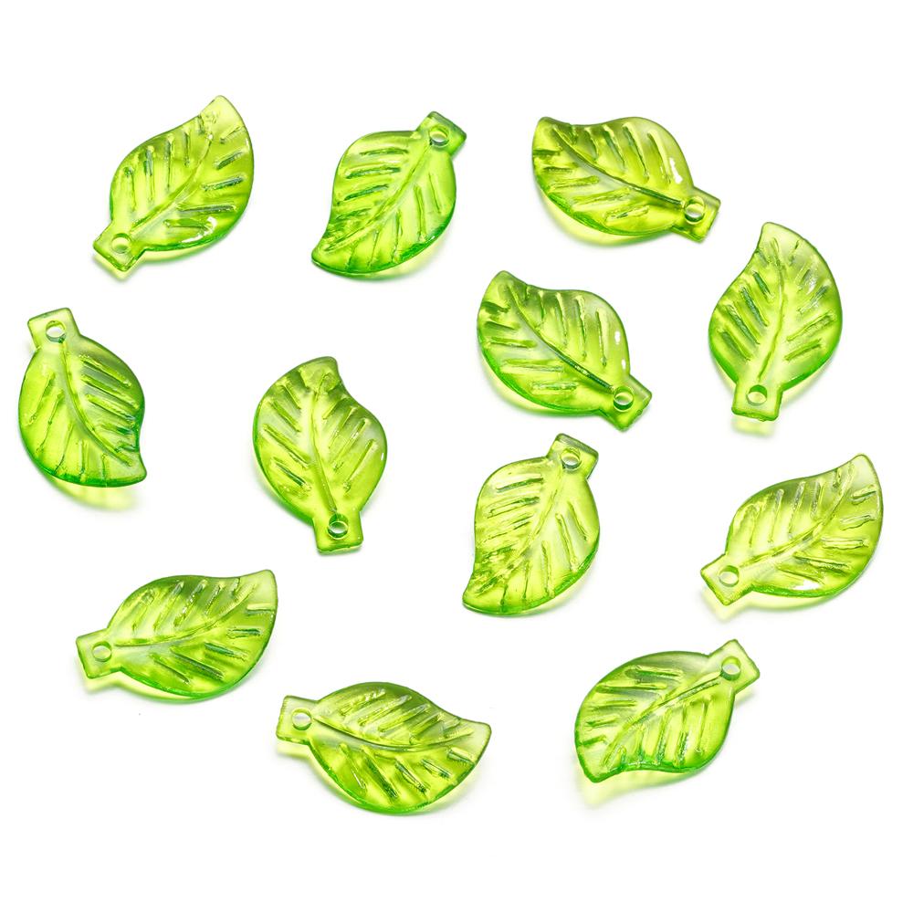 10-100pcs Green Acrylic Leaf Charms Leaves Beads Pendants For Diy Necklace Bracelet Earrings Jewelry Making Handmade Crafts