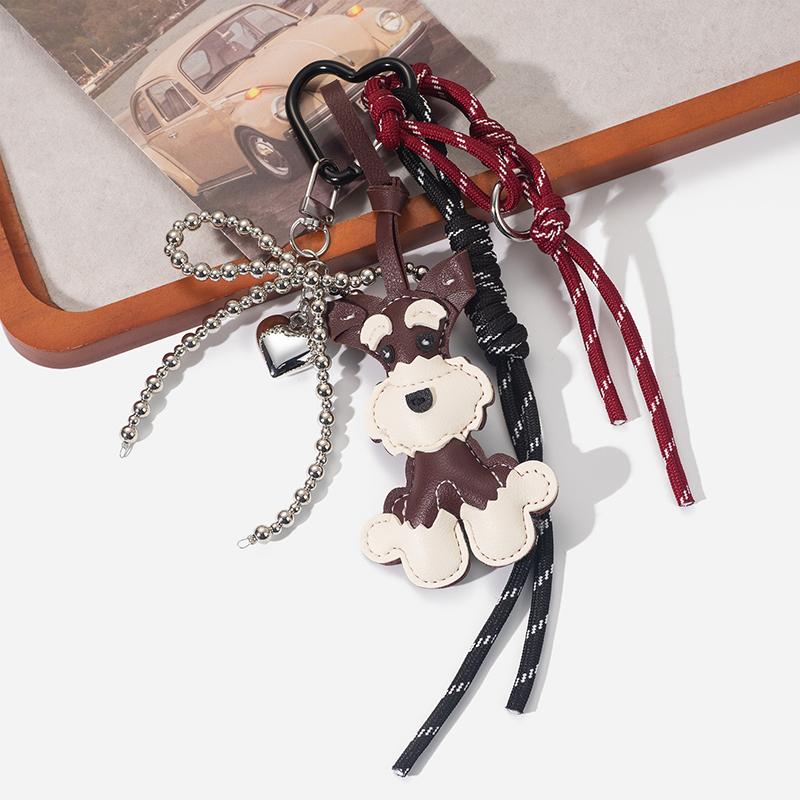 Yogodlns New Cute Puppy Shape Bow Handbag Pendant Fashion Woven Rope Versatile Backpack Pendant Versatile Bag Parts Accessories