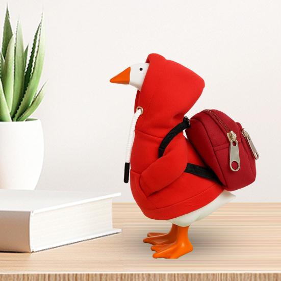 Mini Goose Hoodie with Backpack 7 Inch Desk Goose Outfit Mini Porch Goose Costume Magnetic Goose Statue Key Holder Clothes