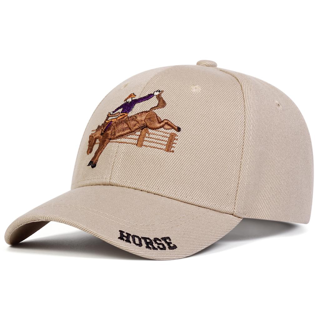 Unisex Horse Riding Embroidery Baseball Caps Spring Autumn Outdoor Adjustable Casual Hats Sunscreen Hat