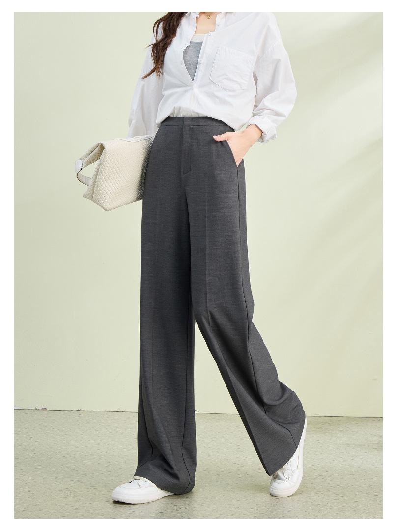 Women s Gray Tencel Wool Wide-Leg Suit Pants - Spring 2026 28 серый