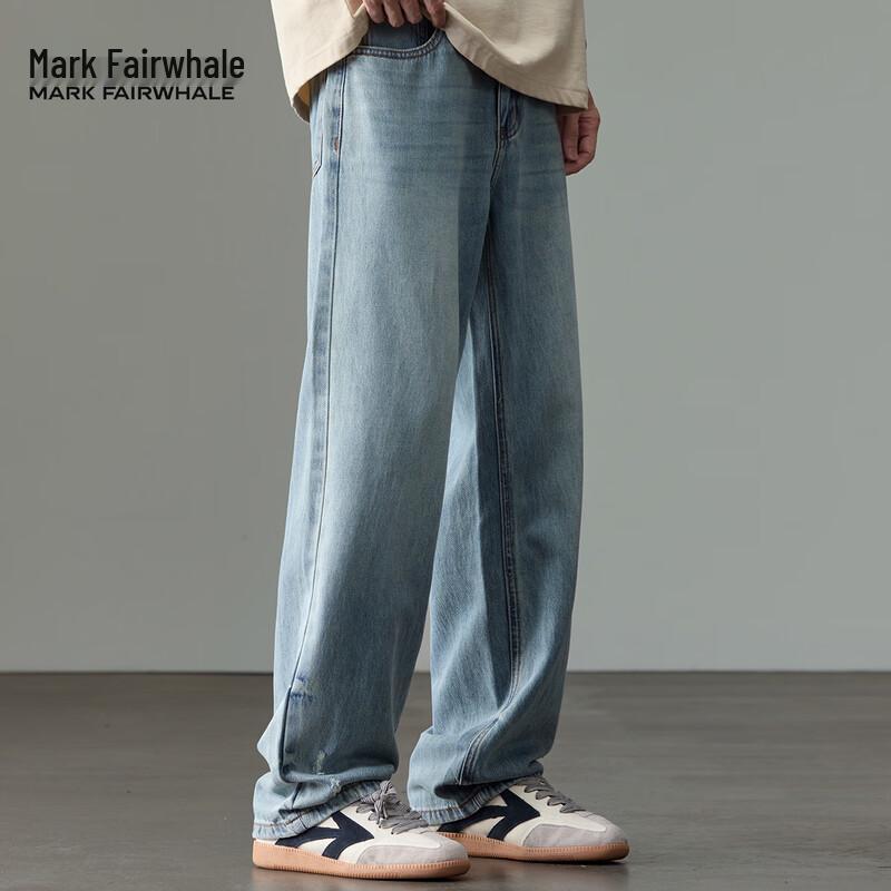 Mark Fairwhale Men's Breathable Tencel Blend Loose Straight-Leg Jeans