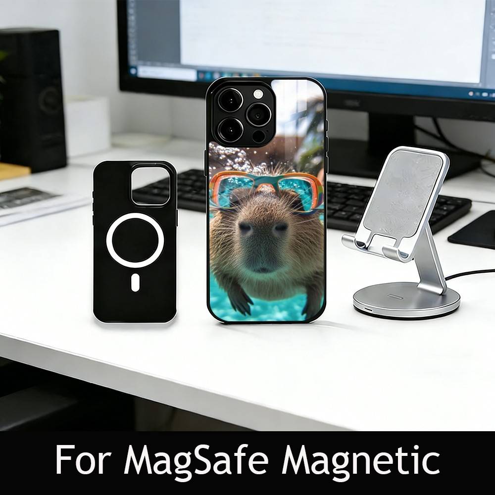 Cute capybara Phone Case For iPhone17,16,15,14,13,12,11 Plus,Pro Magnetic with Magsafe Wireless Charging