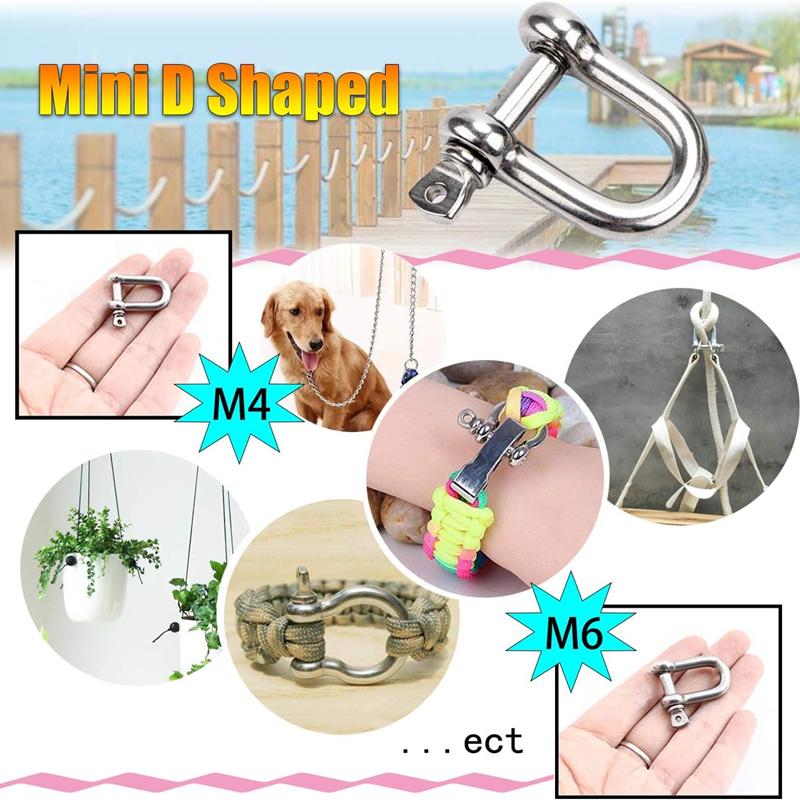 M4-M14 D typ třmen krátký odstavec rigging 304 nerezové třmenové háky lodní rigging hardware pro řetězové drátěné lana zvedání