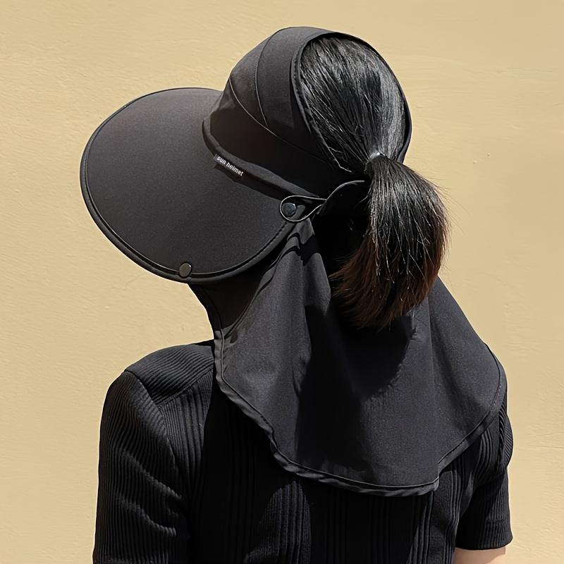 UV-geschützter Sonnenhut mit breiter Krempe – Damen-Sommerhut mit hohlem Oberteil für Wanderungen und Strandausflüge – Großer Nackenschutz mit Schulterabdeckung