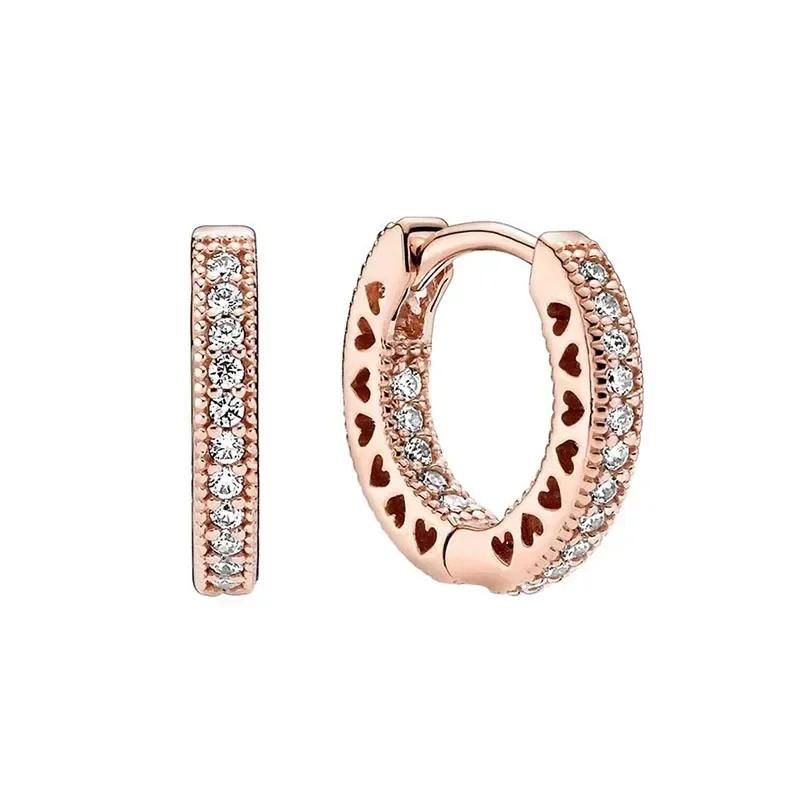 925 Silver Heart Earrings Exquisite Shiny Circular Light Luxury Jewelry Perfect Festive Gifts for Her