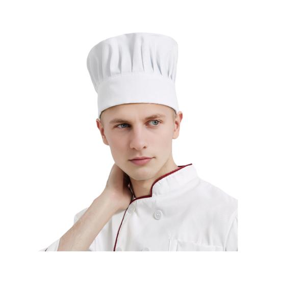 Yousheng Chef Hat Solid Color Flat Top Pleated Design Breathable Cotton Chef Hat Adjustable Fit Lightweight Cooking Cap