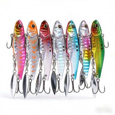 Freshwater Bass Lure BaitVIBRotating Sequin Blood Groove Hook5cm12g16g10No.12No.