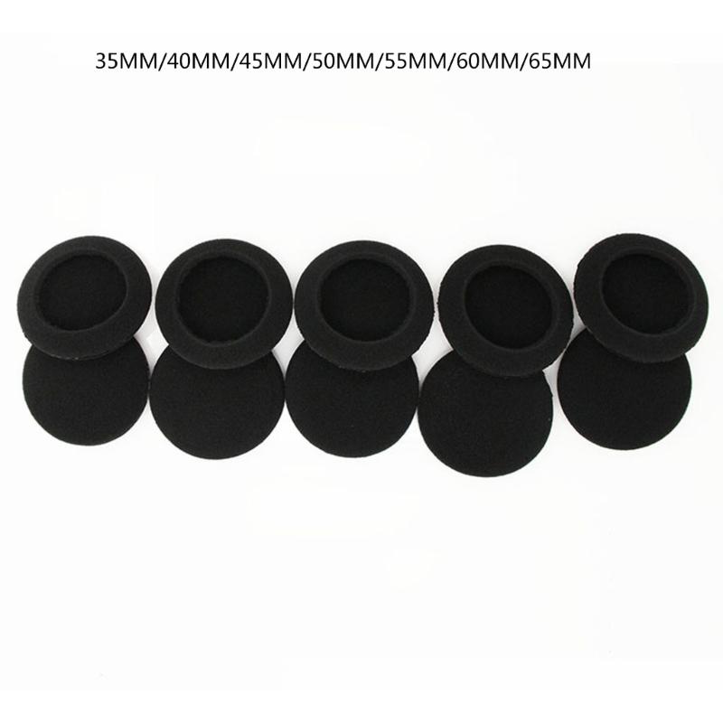 10 Pares/lote Redondo 35 40 45 50 55 60 65 mm Cubierta de Auriculares Reemplazo Esponja Almohadillas para Orejas Universal Almohadillas de Espuma Cojín de Espuma
