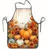 1 Stück Herbstkürbis & Herbstlaub Print Ärmellose Polyester Schürze - Unisex Küchen Backen Kochen Schürze für Thanksgiving Halloween