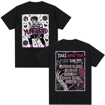 Singer Yungblud IDOLS World Tour Mens Fashion HipHop TShirt Comfortable and Breathable 2026 Pure Cotton Casual TShirt