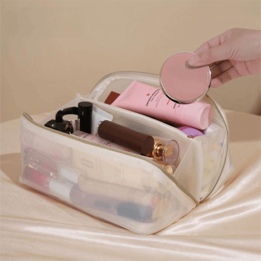 Large Capacity Transparent Makeup Bag Pillow Shape Zipper Closure Women's Washbag Top Handle Waterproof Clear Toiletry Handbags
