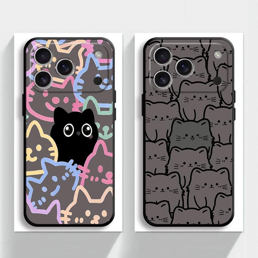 Cartoon Cute Cat Funda Phone Cover Case for Apple iPhone 17 Pro Max 16 11 15 Pro 7 8 Air 12 XR XS MAX 13 14