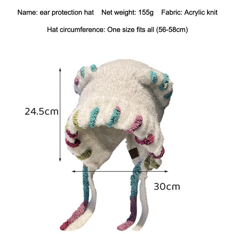 Dopamine Cat Ears Plush Bomber Hat Women Autumn Winter Cycling Cold And Warm Face Small Bag Head Ear Protection Knitted Hat