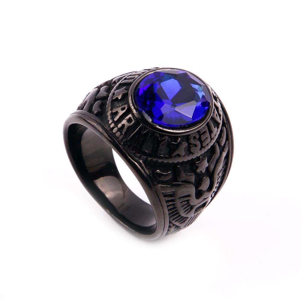 Retro Titanium Army Personalized Finger Ring