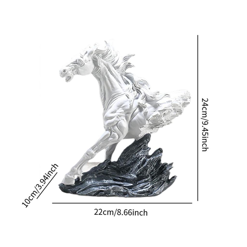 Horse Running Statue Modern Fighting Gift Desktop Resin Horse Sculpture for Bedroom Businesses Decorative Cabinet TV Stand