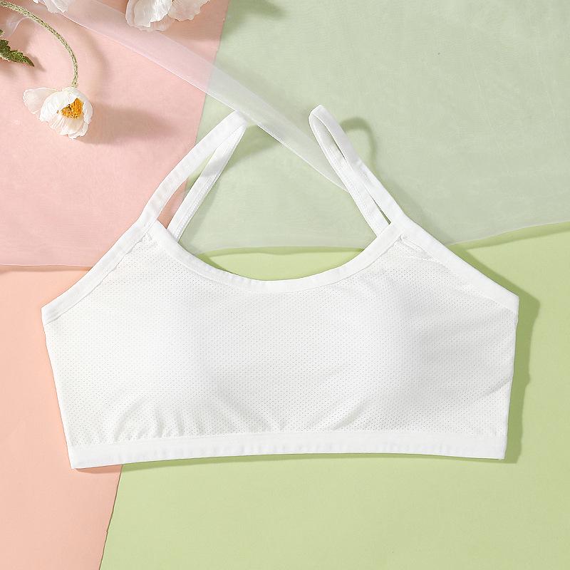 Girls Cotton Training Bra: Thin, Shockproof Sports Vest for Puberty One Size белый