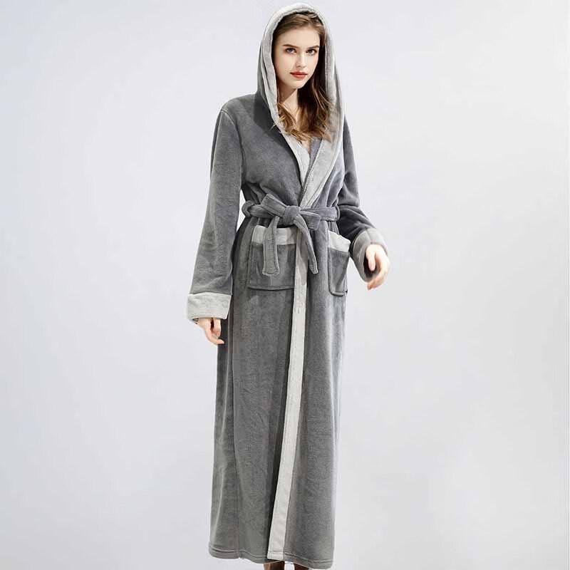 OEING Men's Autumn Winter Hooded Bathrobe