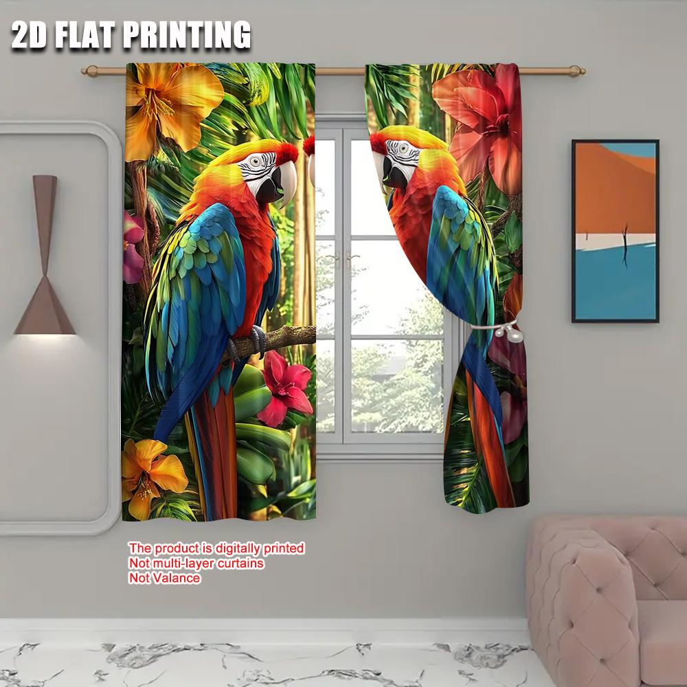 Scene Curtains Parrot Durable Polyester Fabric Without Electricity Family Party Decoration Suitable Holiday Curtain Made Of Washable