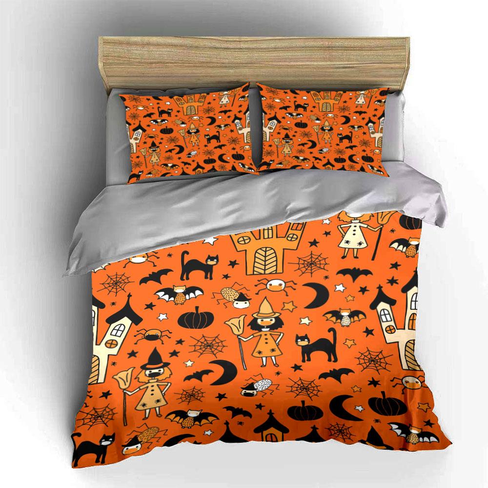 Witches, Bats, Spiders, Pumpkins. Bedding Sets Duvet Cover Sets Duvet Covers Pillowcases(1*Duvet Cover 2*Pillowcases Without Duvet Insert)