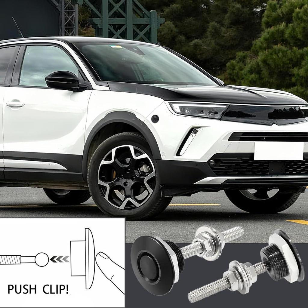 Pack of 4 Universal Aluminum Vehicle Hood P,Diameter 1.25" Quick Latch Bumper Release,Hood P for Race Car - Black