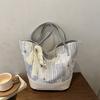 Borsa a shopper alla moda con stampa a spalla singola, Borsa da donna leggera e fresca a forma di fiocco, Semplice borsa a secchiello da sotto braccio