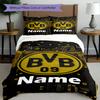 3pcs Duvet Cover Set (1*Duvet Cover + 2*Pillowcase, Without Core), Custom Name Borussia Dortmund Pattern Bedding Set, Home Bedroom Decor Gift