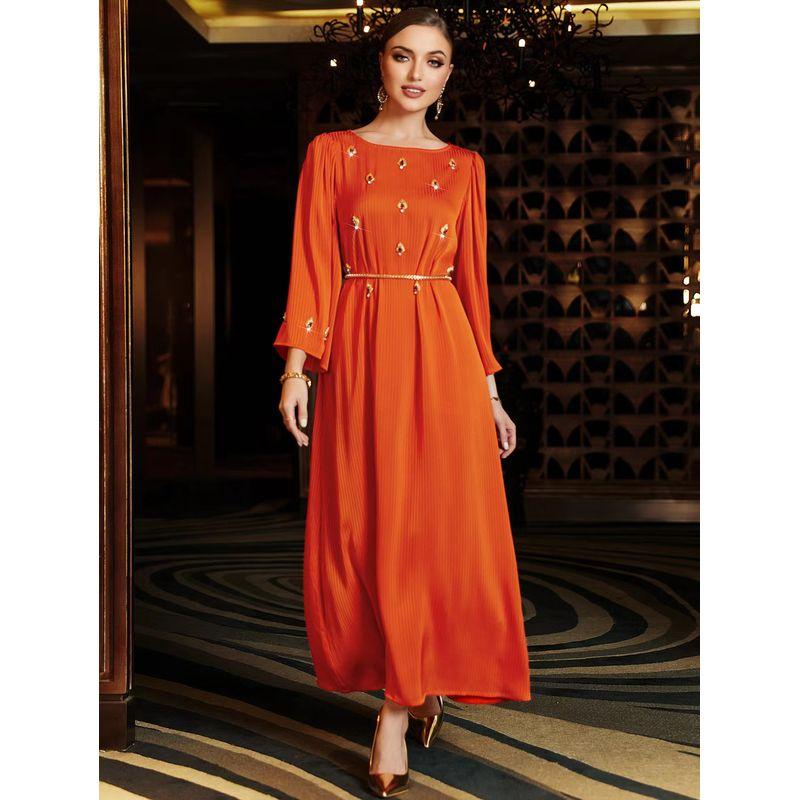 

Новое поступление Этнический стиль Ручная вышивка Вязание ромбами Вечернее платье Платье Ручная работа Платье с ромбами Burning orange XL