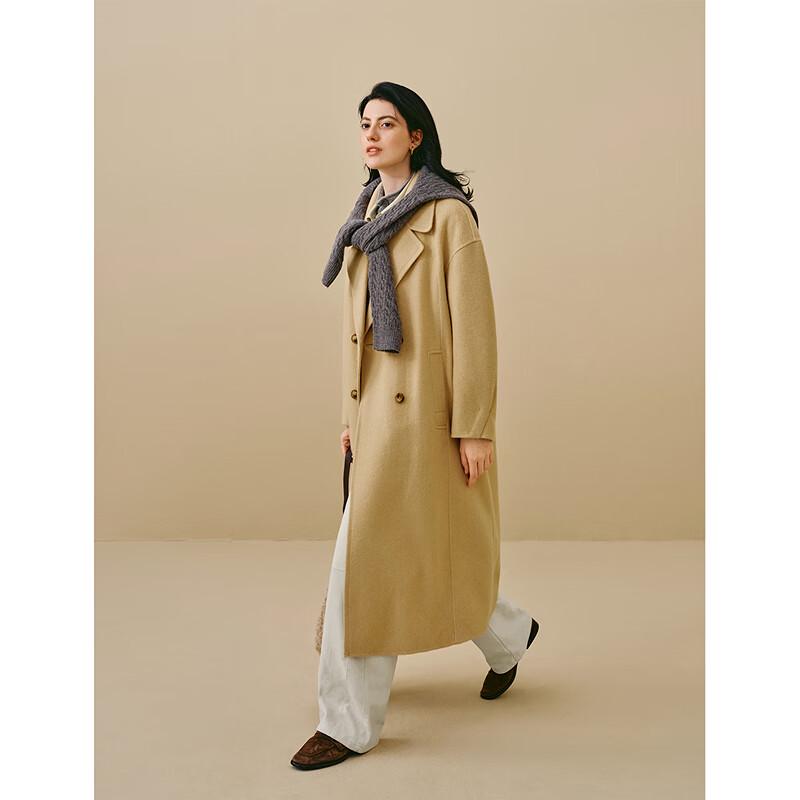INMAN Women's Alpaca Wool Silk Double-Faced Long Coat