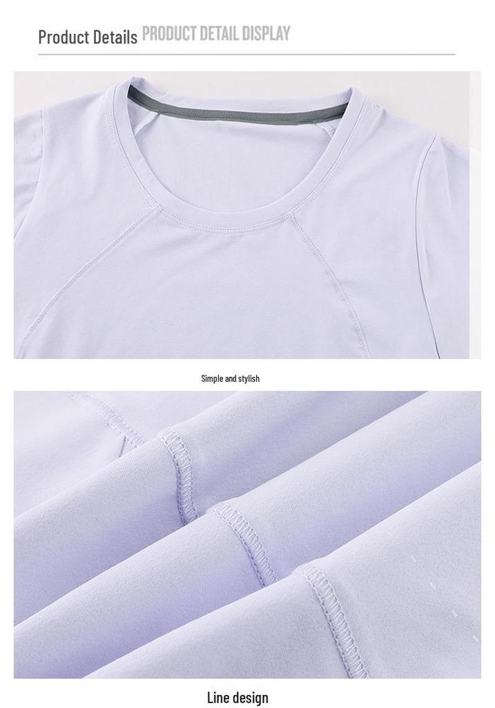 Women's Quick-Dry Round Neck Short Sleeve Ice Silk Yoga T-Shirt