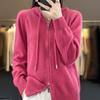 Double Zipper Hooded Cardigan for Women In Autumn and Winter Fashion Versatile Warm Knitted Jacket Versatile Long-sleeved Sweatshirt