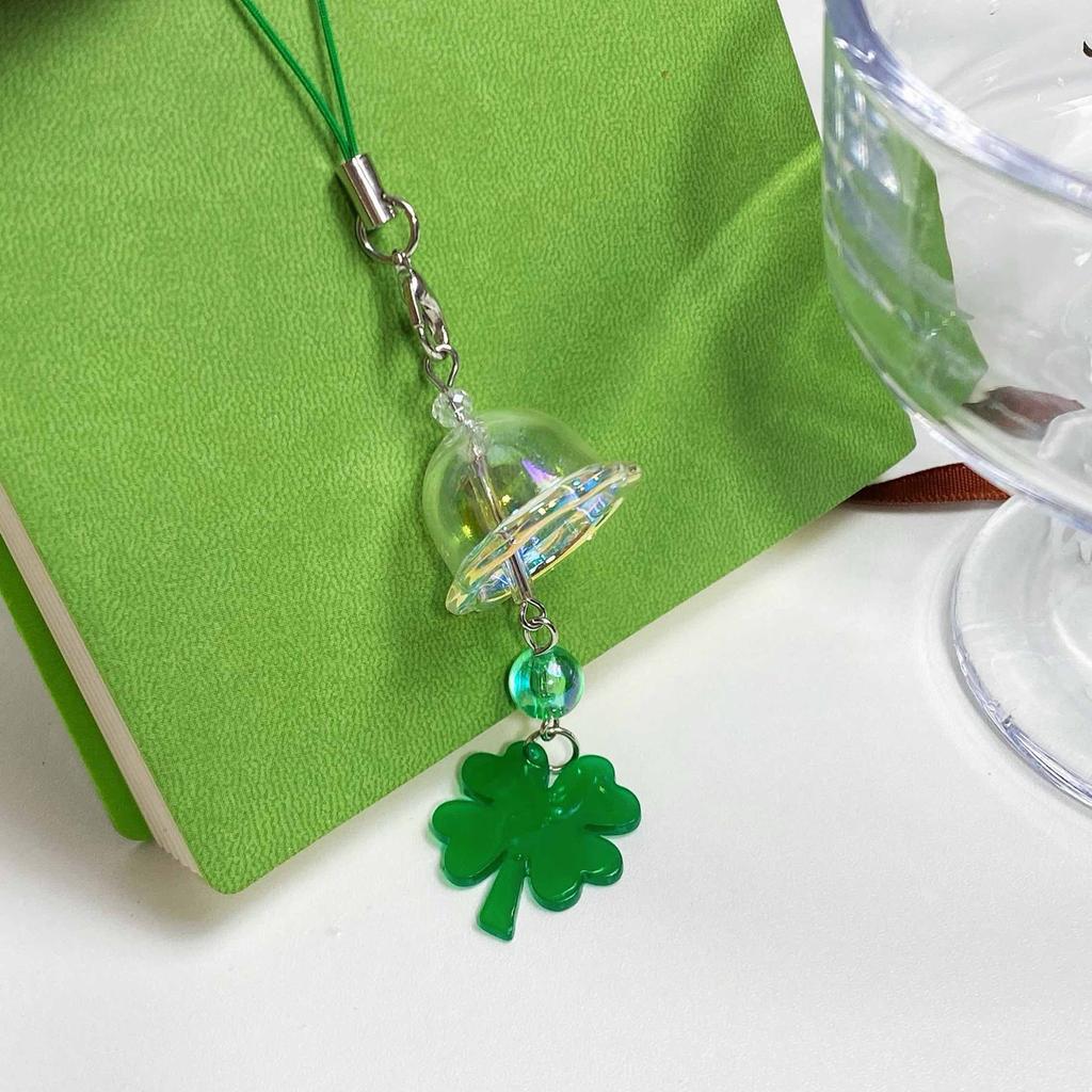 Practical Acrylic Clovers Leaf Mobile Chain with Crisp Sound Portable Accessory Good Luck Charm for Trendy Women