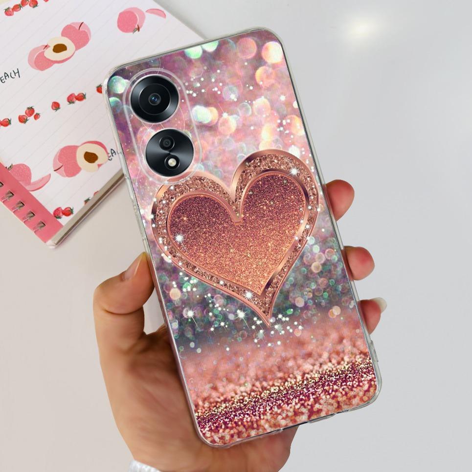 

For Cover Oppo A58 4G CPH2577 Case Love Heart Butterfly Cover Shell For Oppo A78 5G 4G CPH2565 Soft Clear TPU Bumper Etui Oppo A78 4G