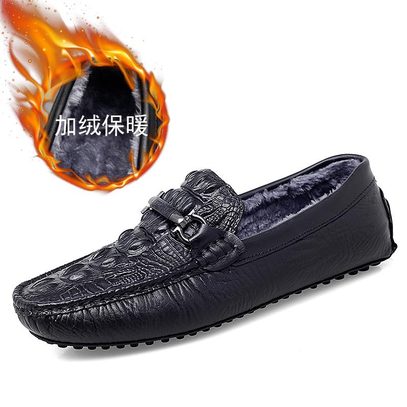 

Мокасины из натуральной кожи, мужские роскошные мокасины без застежек, повседневные туфли для вождения с мехом, зимняя теплая обувь, мужские туфли-лодочки, размер 38-45 43