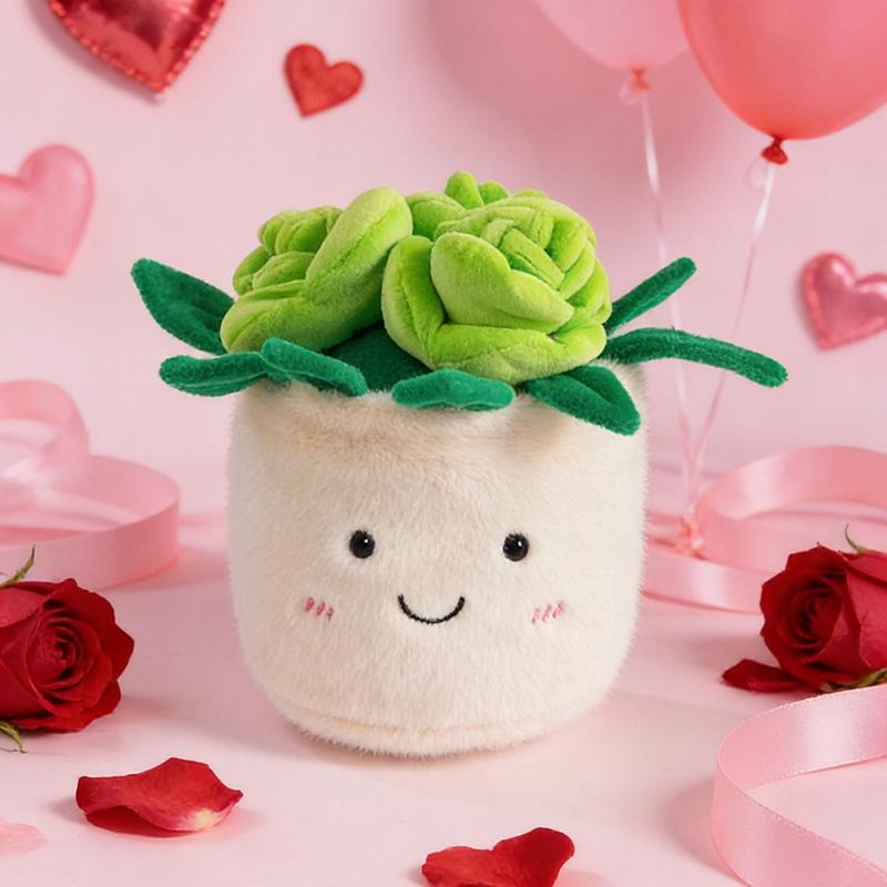 20cm Rozenbloem Potplant Knuffel Lachende Humanoid Kleurrijke Bloemen Bloempot Pluche Speelgoed Huisdecoratie Romantisch Cadeau voor Vriendin 20cm