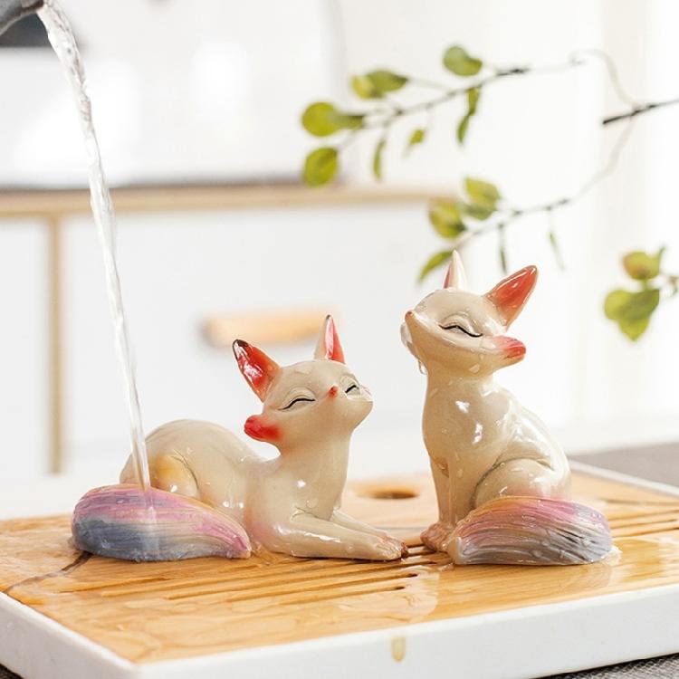 Color Transforming Teas Ceremony Accessory Foxes Figurine High Quality Resin Teas Table Decors Surprise Gift Choice
