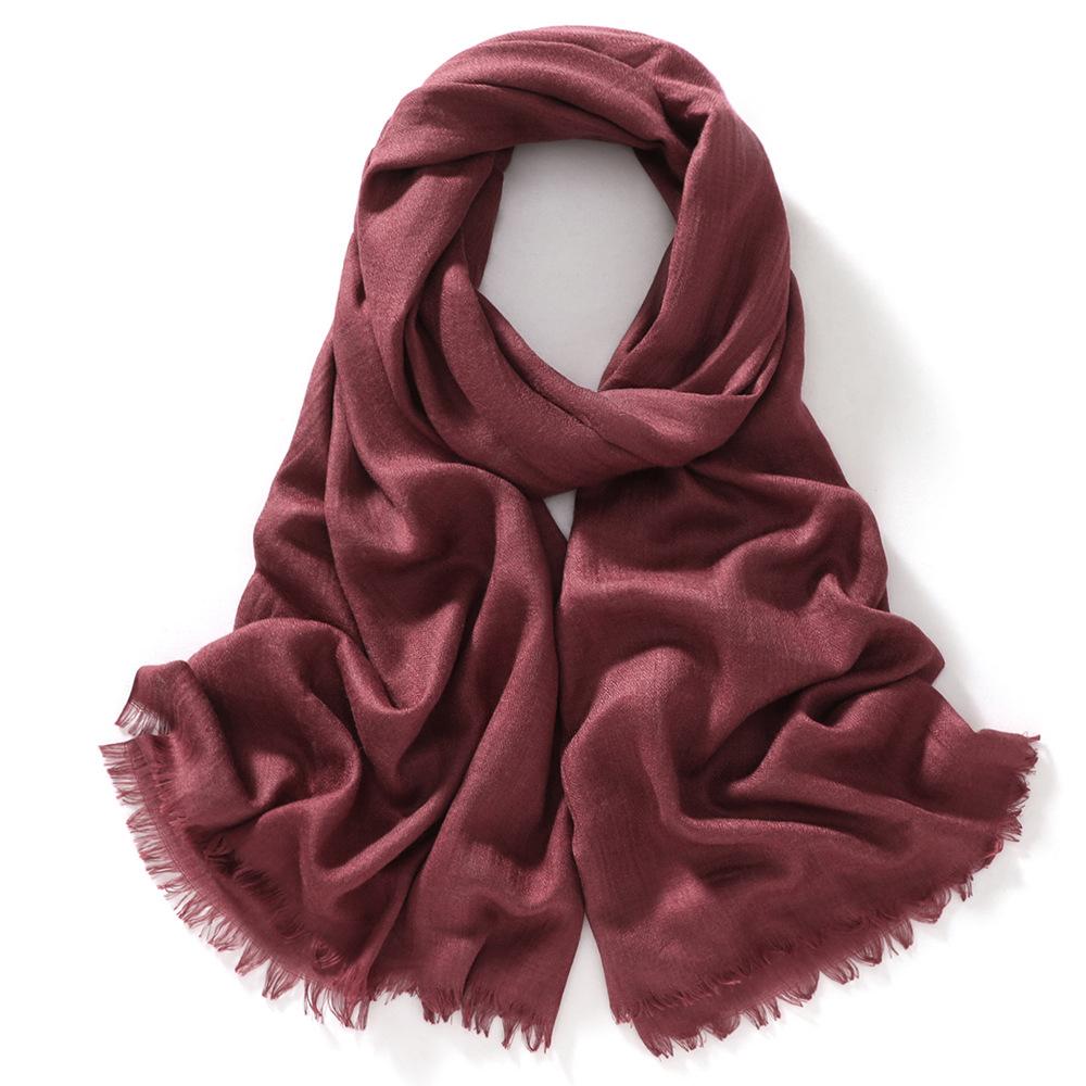 New Ultra-thin Fiber Solid Color Macaron Scarf Women's Winter Fashion Cotton and Linen Shawl Fringed Warm