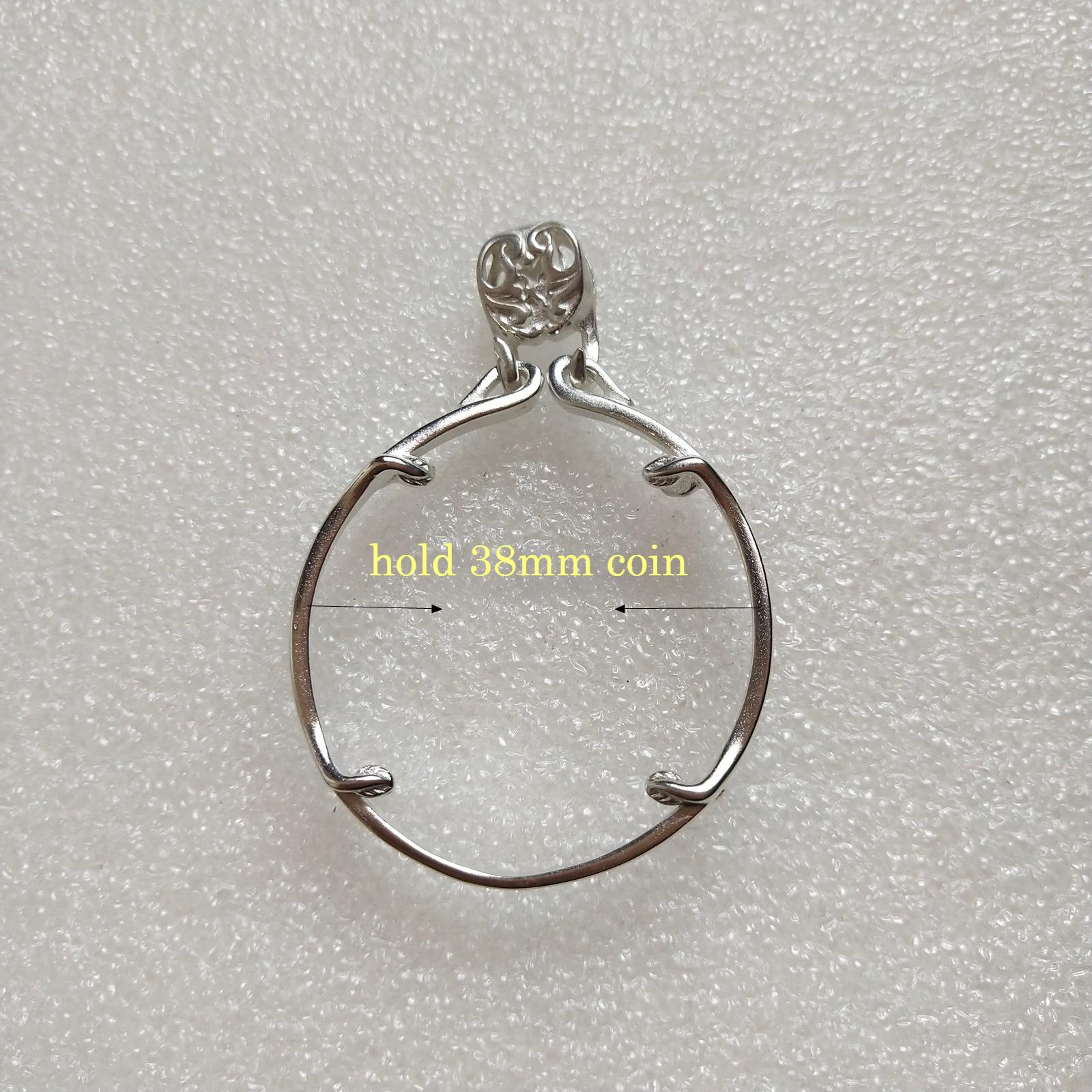 38 мм посеребная медь, рамка для серебряного доллара Моргана, кулон, винтажный тренд, защитная рамка для памятной монеты, ожерелье с подвеской