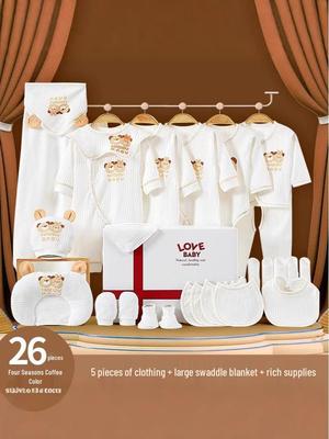 Newborn Cotton Gift Set: Baby Spring/Autumn Outfit for 0-1 Month