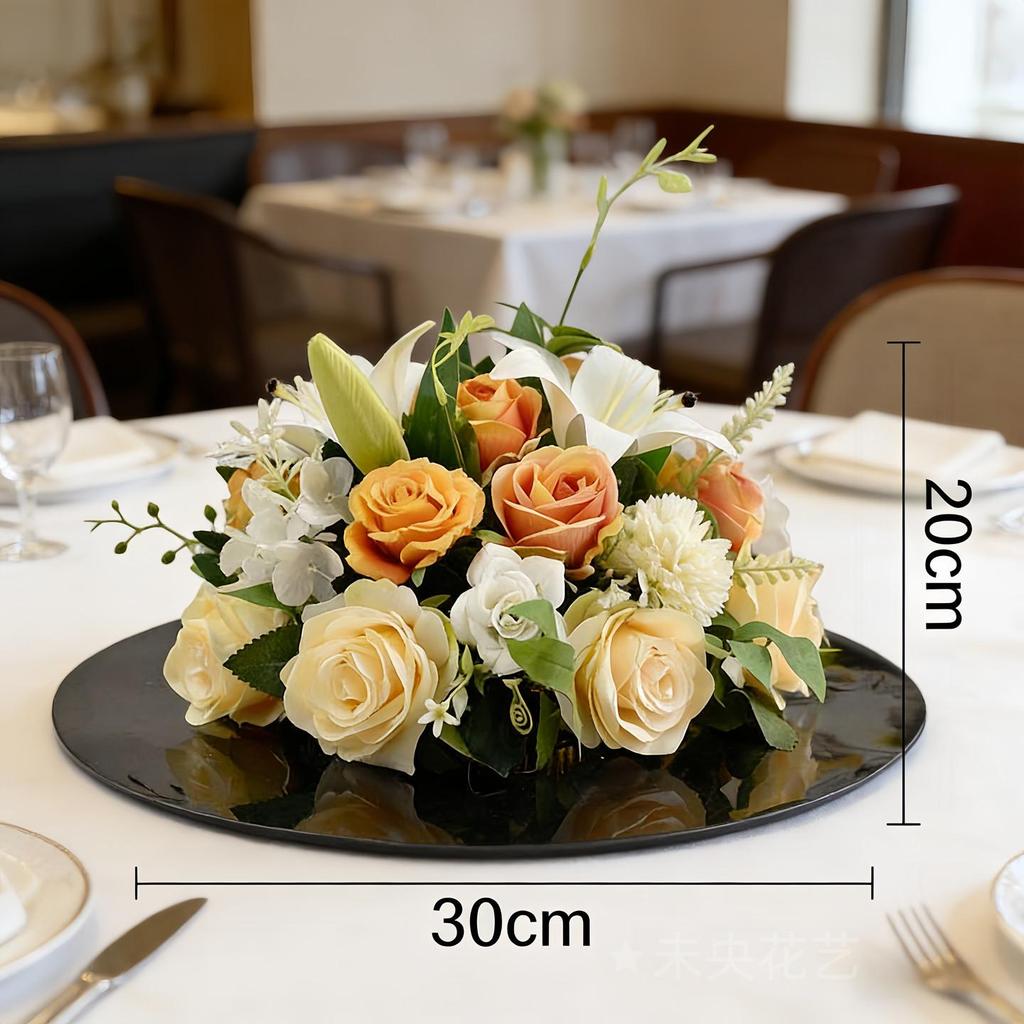 Round Lily Style Table Centerpiece: Artificial Floral Arrangement for Restaurants & Hotels