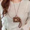 Retro style coffee fabric acrylic love necklace light luxury sweater chain versatile necklace women