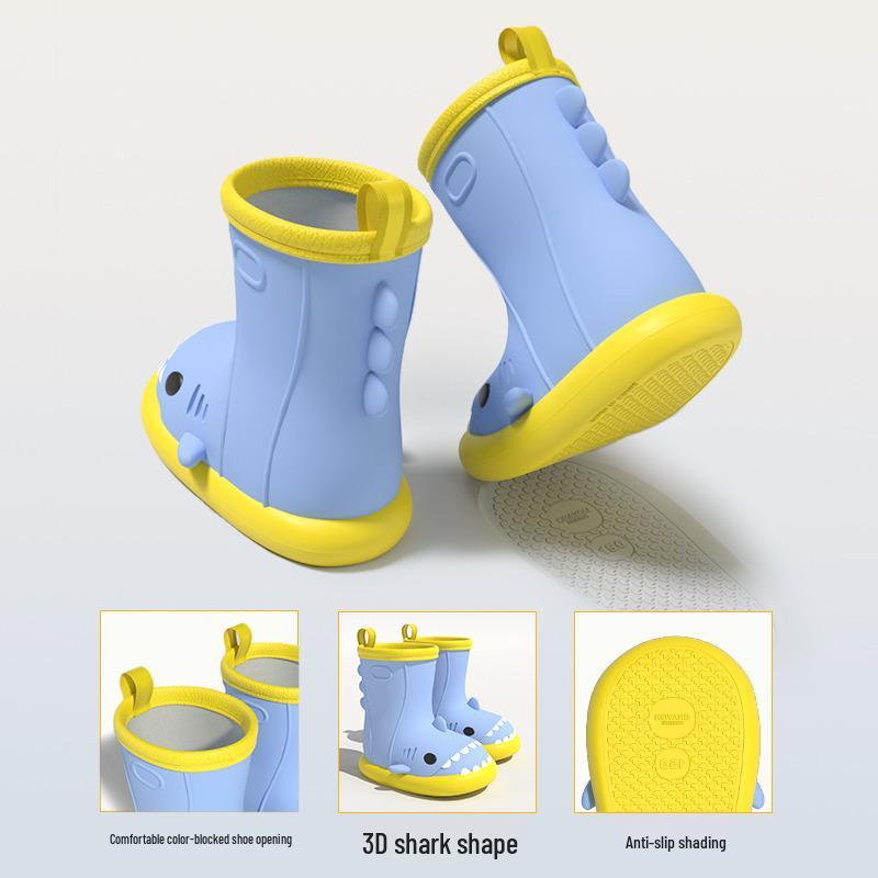 Shark Women's Non-slip Summer Rain Boots - Lightweight, Waterproof, Soft Sole, Short to Mid Tube with Fun Cartoon Design